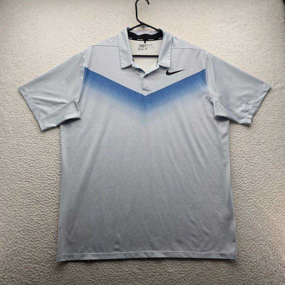 Nike Golf Polo Shirt Mens XL‎ X-Large Standard Fit Blue Gray Ombre Preppy Sports